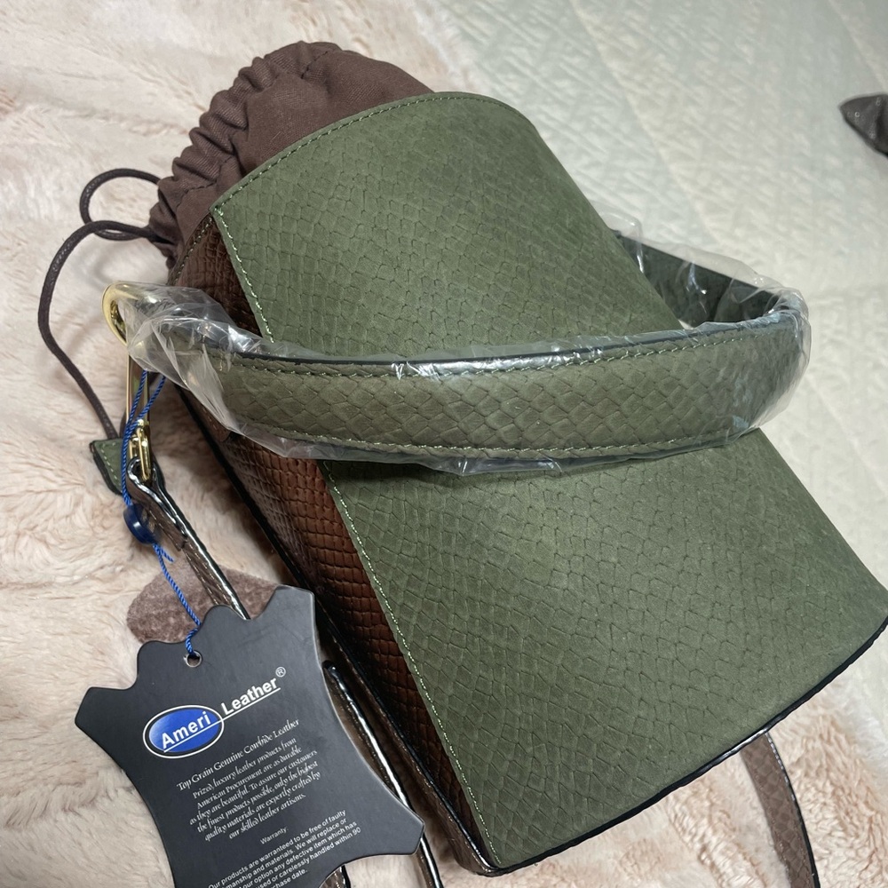 Ameri Leather Stylish Brown and Green Bucket Bag - Picture 7 of 16